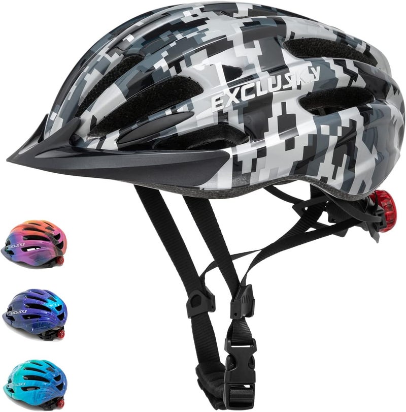 EXCLUSKY Kids Bike Helmet with LED Light – Adjustable Multi-Sport Youth Helmet for Boys & Girls, Ages 5-12, Fits 50-57cm, Cycling Safety Gear - Image 1